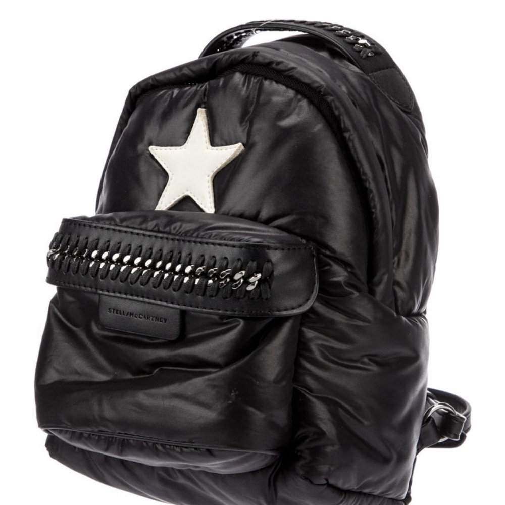 Stella McCartney Black Backpack with White Star Detail